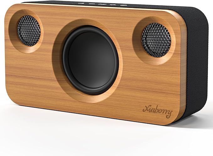 Xinborry Bluetooth Speaker with Deep Bass, 40W(Peak) Wireless Portable Speaker with AUX, TF Card, Stereo Sound Wood Home Audio Sync up to 100 Bluetooth 5.3 Speakers for Home Party, Outdoor Camping
