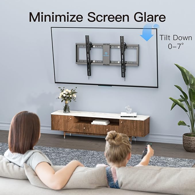 PERLESMITH UL Listed TV Mount for Most 37-85 inch TV, Universal Tilt TV Wall Mount Fits 16”- 24” Wood Stud with Loading 132 lbs & Max VESA 600x400mm, Low Profile Flat Wall Mount Bracket PSLTK1