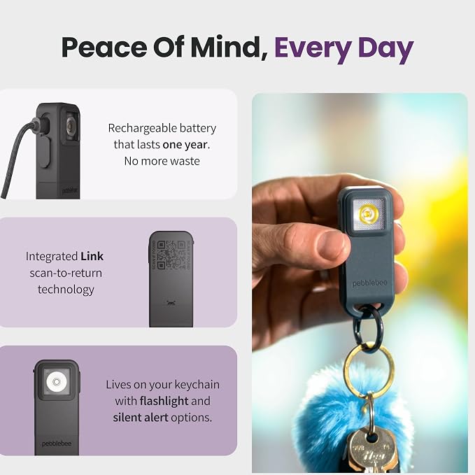 Pebblebee Halo Personal Safety Alarm | Loud Siren & Strobe Lights - Image 7