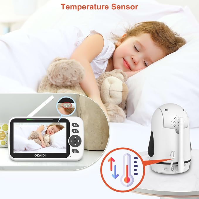 OKAIDI Video Baby Monitor with 2 Cameras, 30H Battery and 1000ft Range - Image 5