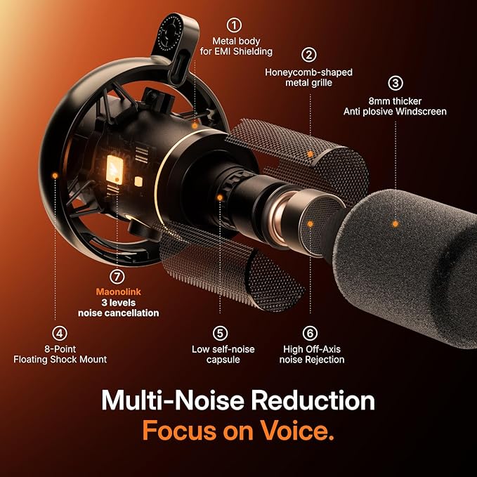 MAONO PD200W Hybrid Wireless Podcast Equipment Bundle for 2, XLR USB Dynamic Microphone Kit with 2 Boom Arm, Software, Noise Cancellation, for Co-hosted Podcast, Vocal Recording, Content Creation