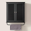 Bathroom Storage Cabinet with Adjustable Wood Shelves & Doors, Made of PDF Wood, Medicine Cabinet, Over The Toilet Storage Cabinet for Kitchen & Laundry Room Medicine Cabinet Black