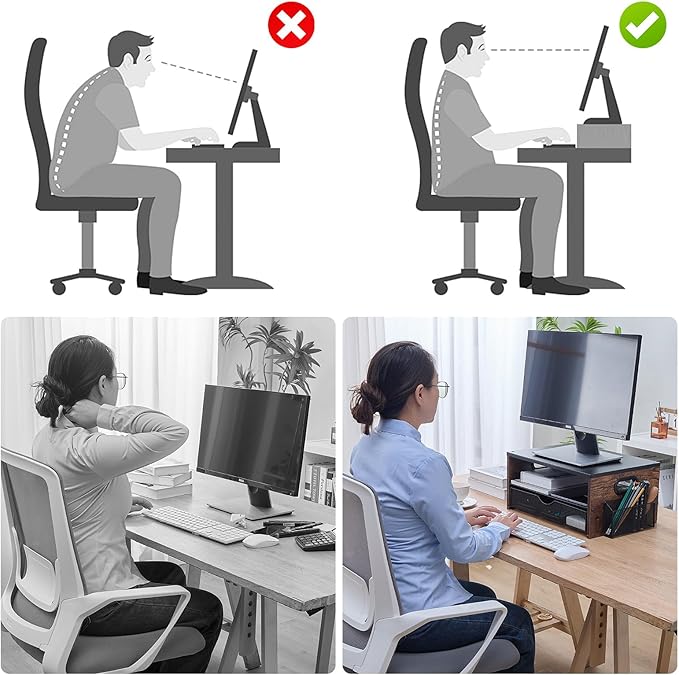 Xmoddes Printer Stand,Desktop Printer Stand with 2-Tier Storage Shelves for Home Office，Desk Organizer with Drawer and 2 Pen Holders for Fax Machine Scanner Files