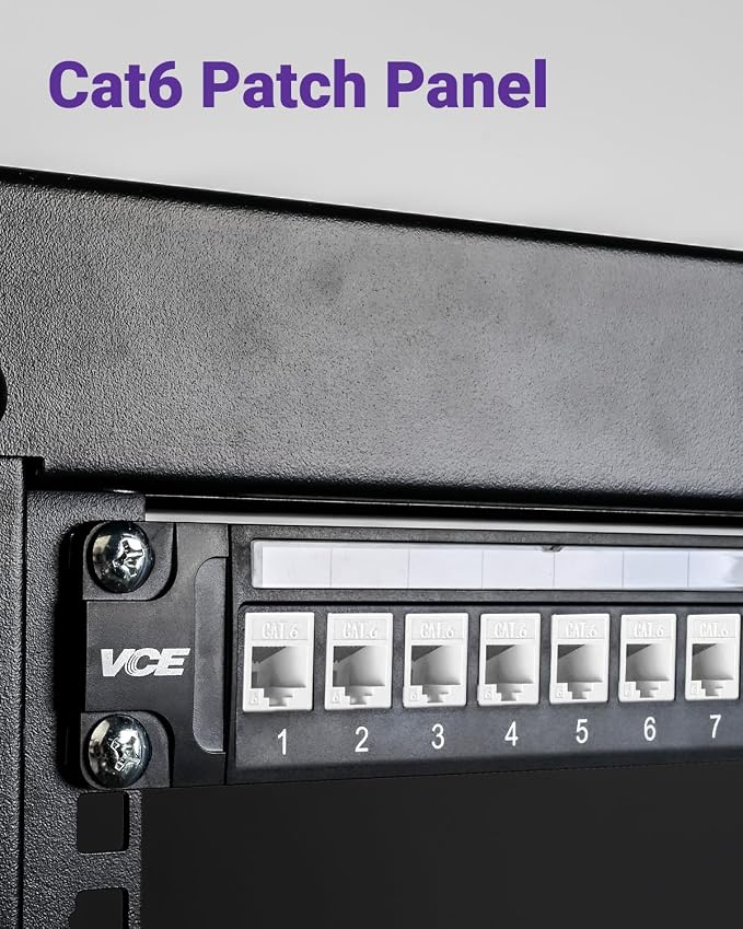 VCE 24 Port Patch Panel, 1U Blank Cat6 Rackmount Panel - Image 5
