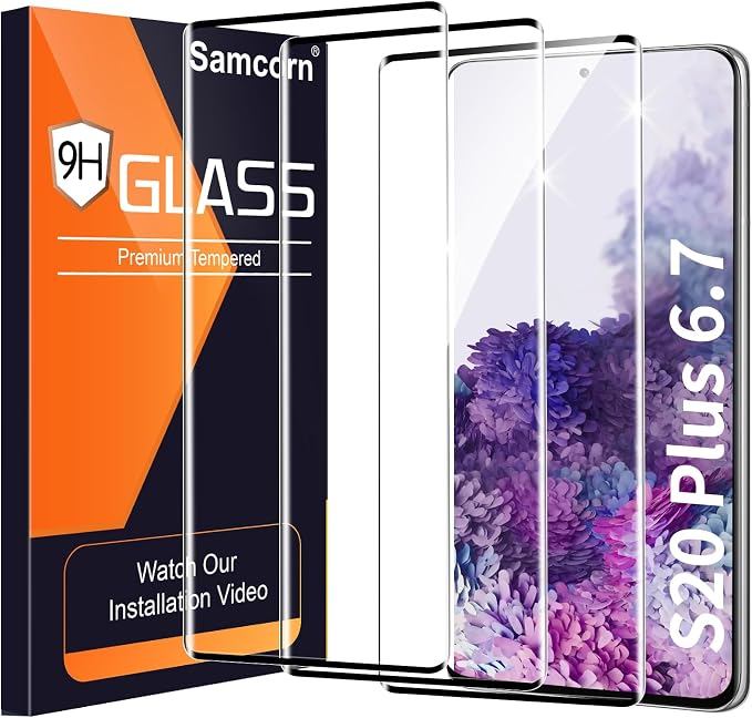 3 Pack Galaxy S20 Plus Screen Protector, HD Clear Tempered Glass, Fingerprint by Unknown