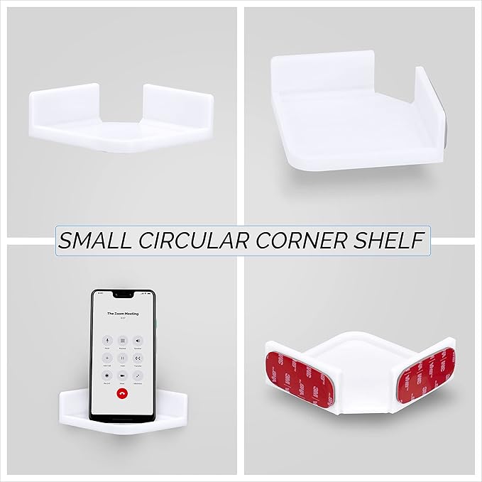 Mini Corner Shelf Mount for Security Cameras, Baby Monitors, Speakers, Plants & More, Universal Holder, Strong Adheasive, Easy to Install, No Mess, Screwless by Brainwavz (White)