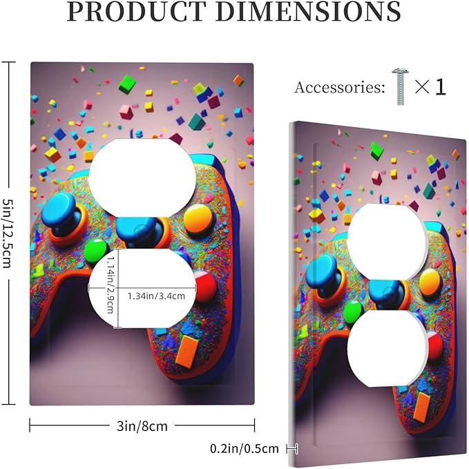 Bvtewkhz Videos Game Controller Duplex Outlet Decorative Light Switch Covers Electrical Faceplate Switchplates for Bathroom Kitchen Home