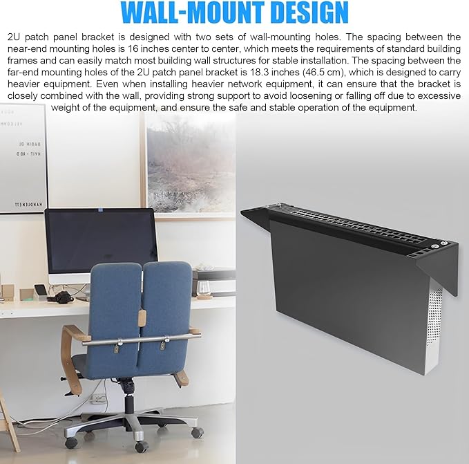2u Hinged Wall Mount Patch Panel Bracket, 2u Patch Panel Bracket, Vertical Wall - Image 5