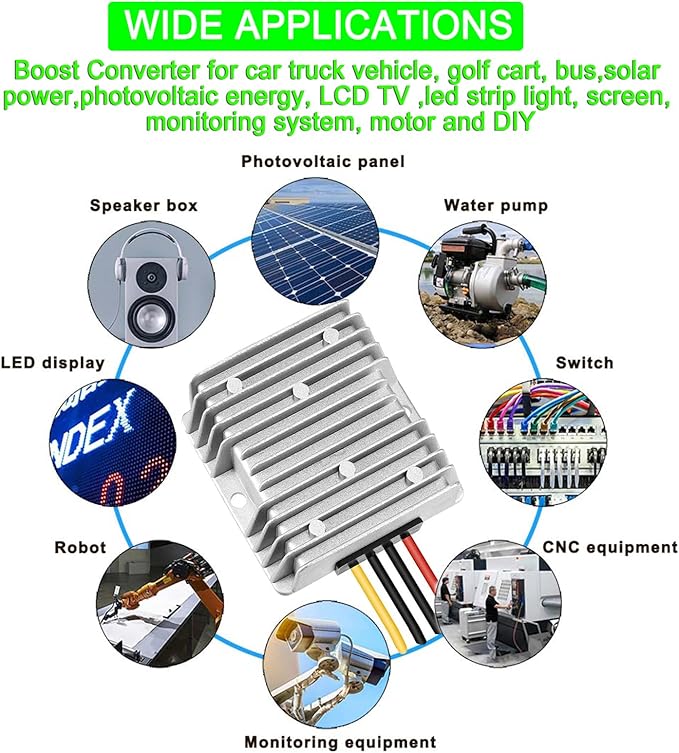 EAGWELL 12V to 48V Boost Converter 12 Volt to 48V 288W 6A Step Up Converter Voltage Regulator for Golf Carts, Club Car, Solar System, RV, LED Lights