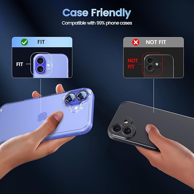 CACOE Camera Lens Protector for iPhone 16/16 Plus/17 - Image 4