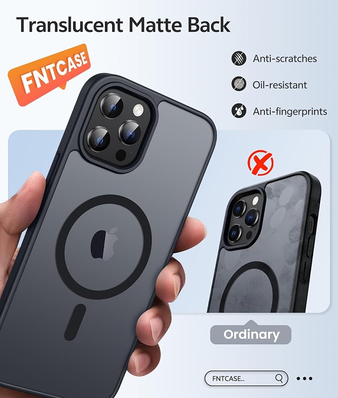 FNTCASE for iPhone 12 Pro Max Case: Translucent Matte Magnetic Phone Cover - Image 6