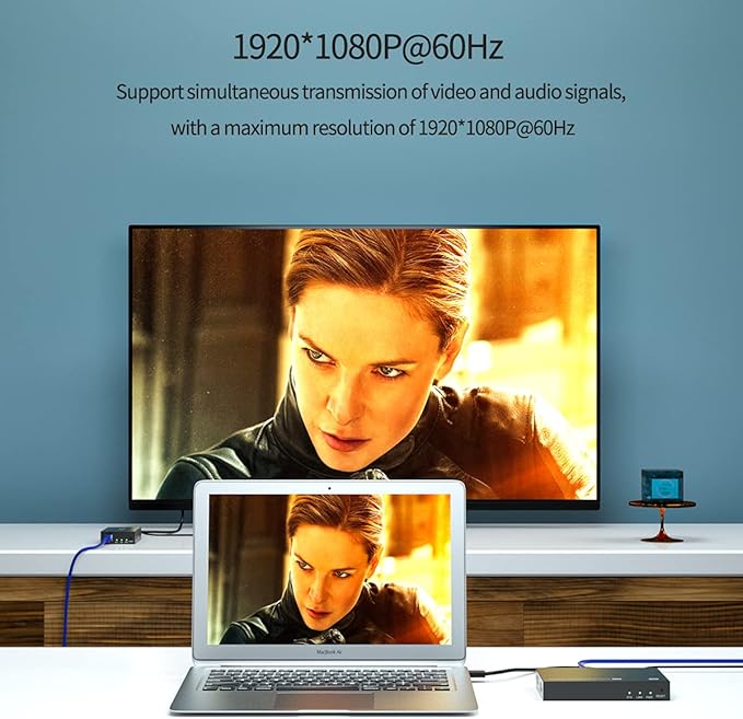 150m HDMI Splitter Extender 1x4 Transmit Remote 1080P Audio Video Over Cat5e/6 Ethernet Mirror 4 Screens Support Loopout Remote 1 in 4 Out for TV