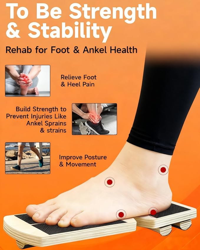 Ankle Strengthener & Single Leg Balance Board, Foot Strengthener for Plantar Fasciitis & Achilles Tendonitis, Physical Therapy, Sprain Recovery & Arch Support