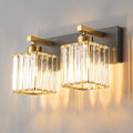 FDPBY Modern Bathroom Vanity Light 2-Lights Black Gold Crystal Bathroom Wall Light Vanity Light Fixtures，12.59-inch Modern Minimalist Design