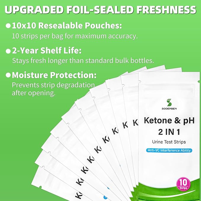 2-in-1 Ketone Test Strips, 100cts Keto and pH Strips Urine Test for Ketogenic & Low-Carb Diets with Urine Cup, Ketosis & pH Test Strips for Urine