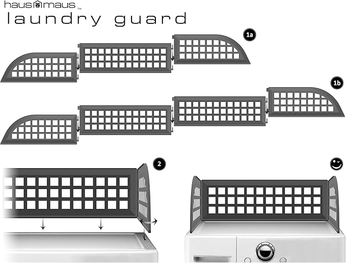Haus Maus The Original Laundry Guard - Stop Laundry From Falling Behind Washer/Dryer - Invented by a US Mom - Made in NorthAmerica - Magnetic - Fits Most Front Loading Machines - Top of Fridge - Grey