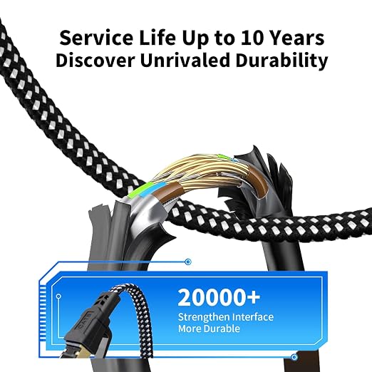 Cat 8 Ethernet Cable 30FT, High-Speed Braided Internet Cable Network Cord - Image 3