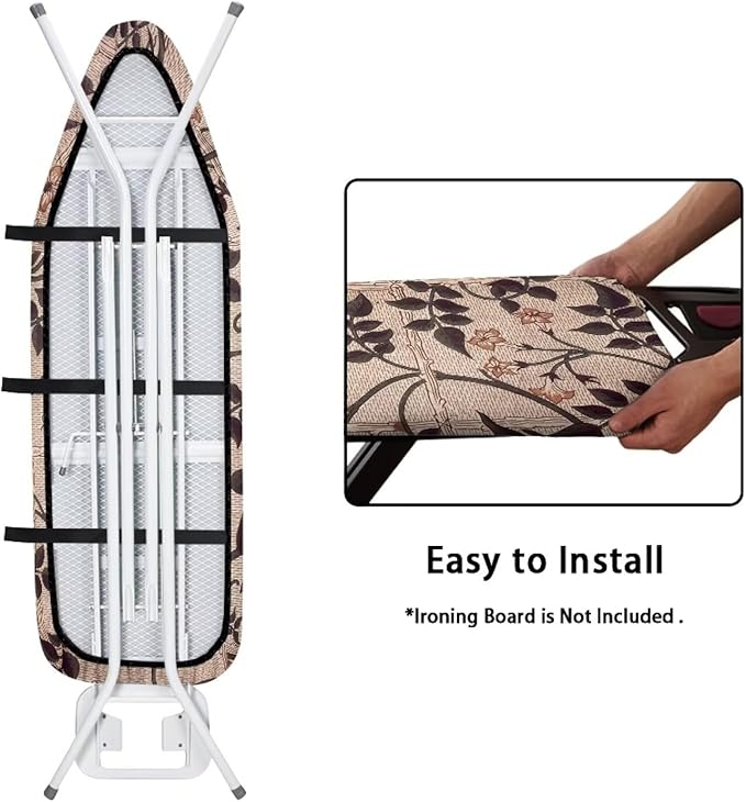 ZCFYGDX Ironing Board Cover with William Morris Prints, Washable Elastic Fabric, Heat-Resistant and Breathable, 3 Nylon Buckle Straps Fastening, Fits for Various Standard Sizes, 14x45 Inch