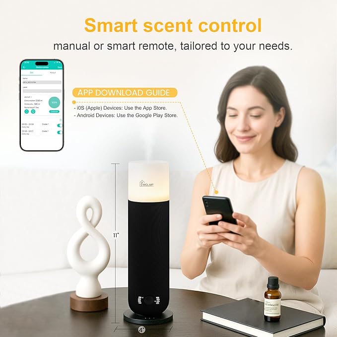 Hotel Collection Diffuser Machine,Fabric-Wrapped Design,Candlelight Atmosphere Lamp,1000 Sq Ft,Waterless Essential Oil Diffuser,Hotel Scent Diffuser,Scent Air Machine for Home - Weave Black