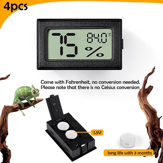 4 PCS Rectangle Reptile Thermometer and Humidity Gauge - Image 5