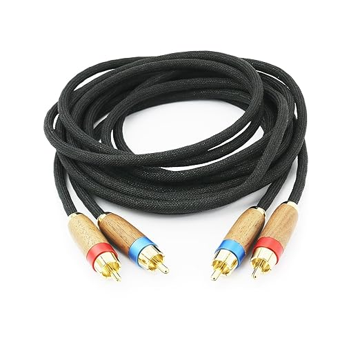 NewFantasia Audiophiles 2RCA Male to 2RCA Male Stereo Audio Cable HiFi System Interconnect Cable 6N OCC Copper Silver Plated Cord Walnut Wood Shell 2 RCA to 2 RCA 1m 3.2ft