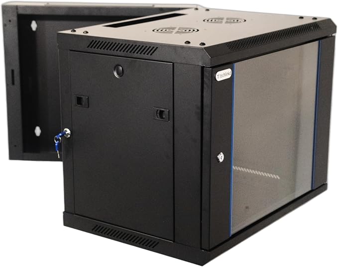 Wall Mount IT Cabinet Enclosure Hinged Double Section Swing Out 19-Inch Server by Unknown