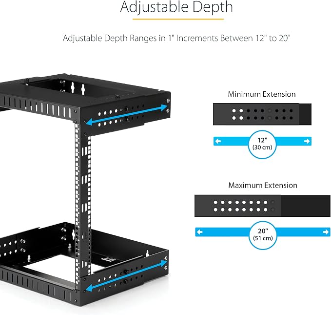 StarTech.com 2-Post 15U Heavy-Duty Wall Mount Network Rack, Wall Mount Data Rack - Image 3