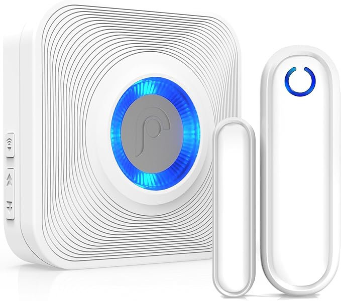 Fosmon WaveLink Wireless Door Chime with 500 Feet Range, 58 Tunes, 5 Volume Levels & LED Indicators for Home/Business/Office (1 Receiver + 1 Sensor)