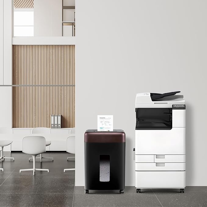 P-7 High Security Paper Shredder(1 * 5mm), 8-Sheet Micro Cut, 60-min Runtime, 9.2 Gallons Wastebasket, Auto Jam-Proof Paper Shredder Heavy Duty for Home Office