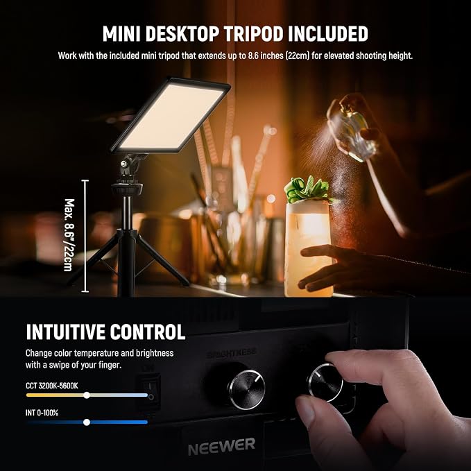 NEEWER 9" LED Video Light Panel, Dimmable DSLR Camera Soft Lighting - Image 5