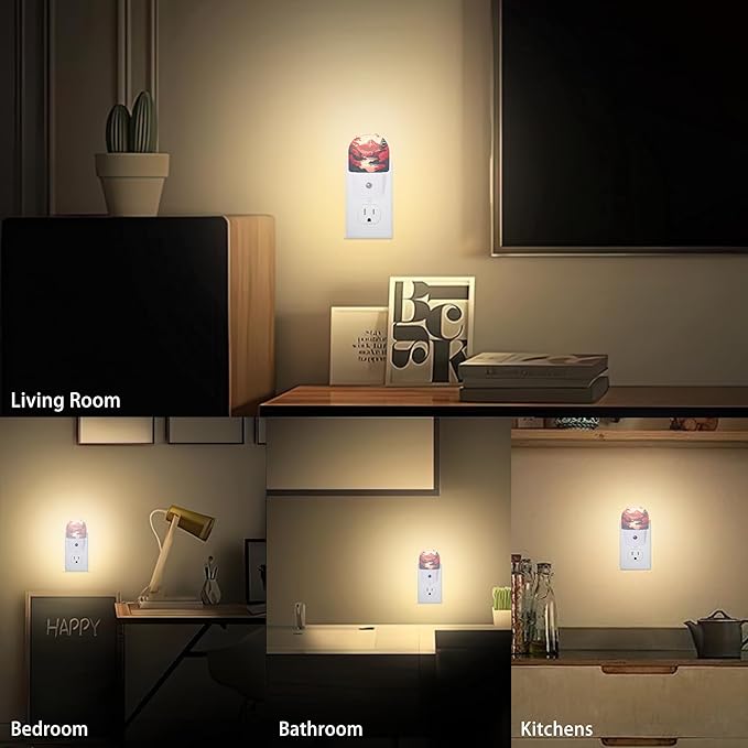 Axxitude Japanese Mountains Night Lights Plug into Wall for Girls Boys Room,Night Light LED Lamp Dusk to Dawn Sensor Round Lamp for Bedroom Bathroom Hallway Home Wall Decor Nightlight