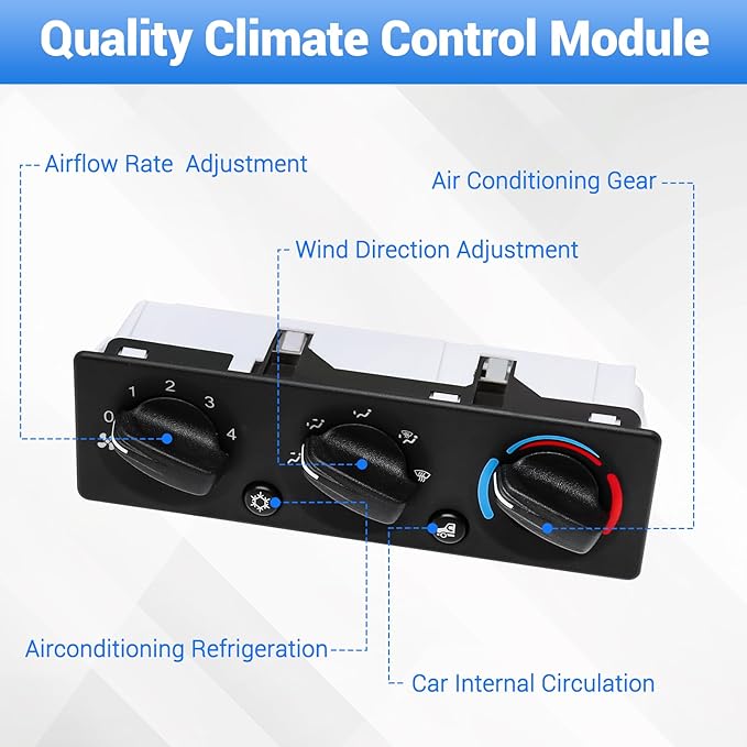 Q21-6119 AC Climate Control Module Compatible with Peterbilt 220 337 348 367 389 520 Trucks A/C Heater Control Panel Switch, Q216119 Air Conditioning Temperature Control Head Unit