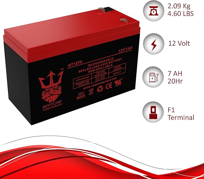 Neptune Power Brand NT1270 F1 12V 7Ah SLA Replacement Battery for APC Back-UP UPS ES 550 VA BE500C BE500U, RBC2, BE500R, BK300C, BK350, BK500, BK500BLK, BK500M, BK500MC, BK500MUS, SC420, SU420NET