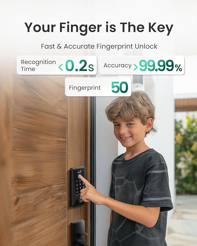 DESLOC Smart Lock D110 Plus, WiFi Fingerprint Smart Front Door Lock - Image 4