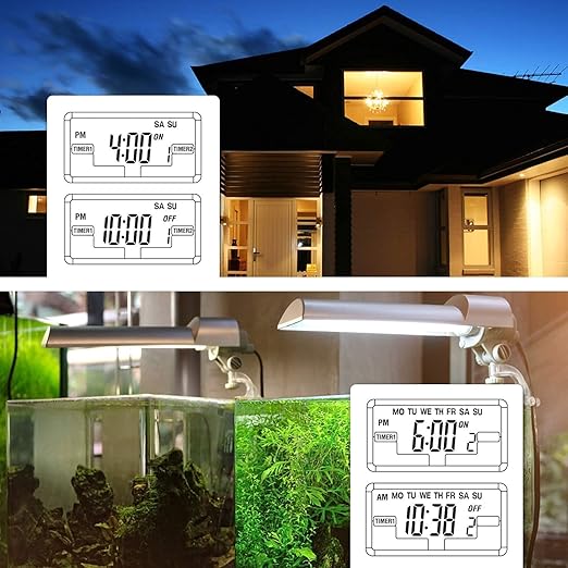 BN-LINK Indoor Digital Light Timer, 7 Day Programmable Plug with 2 Independent 3-Prong Outlets, for Lamps, Fans, 2 On/Off Settings, 1 Pack, 15A/1875W, ETL Listed