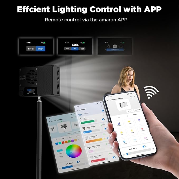 Amaran Ace 25c Pocket RGBWW LED Light, Boost Mode Up to 32W, Full-Color Mini Video Light (2,300-10,000K), 1,171 Lux@1m at 5,600K, 4500mAh Battery with PD Fast Charging for Mobile Creators (Charcoal)