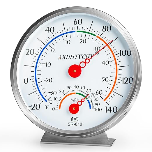 Indoor Outdoor Thermometer Hygrometer, Large Dial Waterproof Wall Mount by AXHHTVCGY