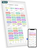 21.5 Inch Smart Digital Calendar – Electronic Chore Chart & Planner with 1920x1080P IPS Touchscreen, Weekly/Monthly Family Organizer for Wall or Desk, White 2025 New Version