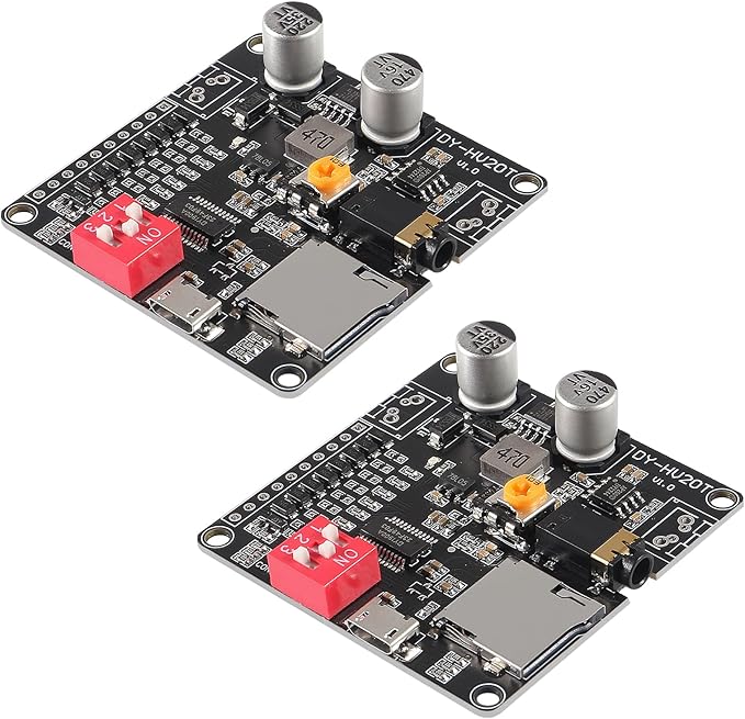 AITIAO 2PCS 20W Voice Playback Module MP3 Music Player DC 6-35V 12V/24V Sound Board USB Downloadable Music Player 24-bit DAC Output MP3 WAV Support TF Card 32GB for Broadcast Device