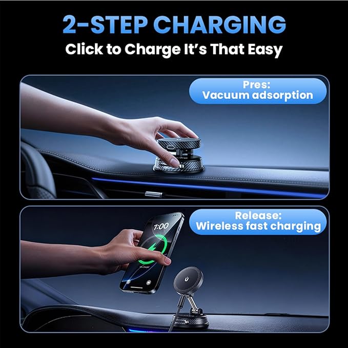360° Adjustable Radio Magnetic Suction Phone Holder for iPhone 17 Pro Max, 16, 15, 14, 13, 12, Air Plus & More | Perfect for Cars, Kitchens, Bedrooms, Gyms & Other Locations | Strong & Stable