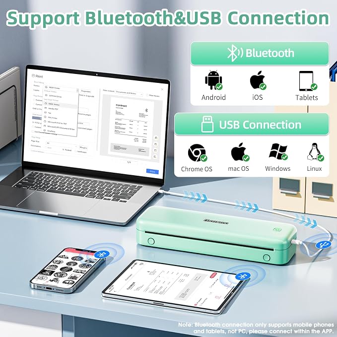 Phomemo M834 Portable Printer, Wireless Bluetooth Thermal Printer, Support - Image 5