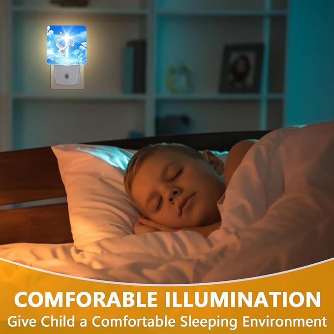 GANTINIR Cross Heaven Night Light, Plug-into Blessed Nightlight White LED Lamp, Energy Efficient Decor Desk Lamp for Bedroom Hallway Stairs Bathroom