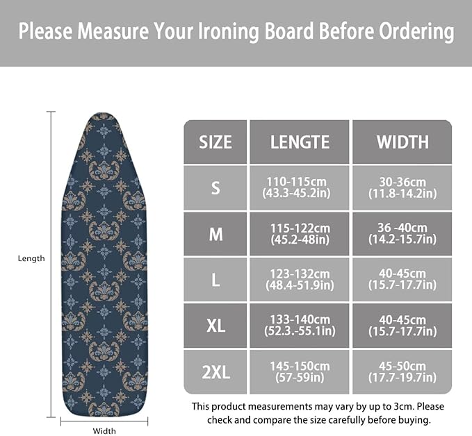 ZCFYGDX Breathable Ironing Board Cover,Resist Scorch Polyester & Staining,Wear & Soil Resistant Covers, Easy Installation 3 Fasteners,Elastic Edges (15 x 48 inch) Oil Painting White Daisy Print