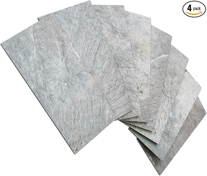 AULIGET 4 Pieces Mountain Rock Peel and Stick Backsplash Wall Tile, 3" x 6" PVC Faux Stone Stick on Tiles for Backsplash Kitchen and Bathroom, 4 Pieces