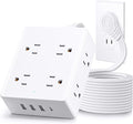 2 Prong Flat Plug Power Strip, Olcorife 2 Prong to 3 Prong Outlet Adapter, 5 FT Flat Extension Cord with 8 Outlets 4 USB Ports(1 USB C), 2000J Surge Protector, US to Japan Plug Adapter