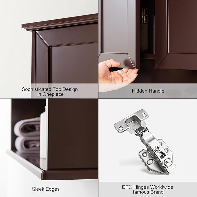 Wall Cabinet, 23x29 inch Medicine Cabinet, Over Toilet Storage with Adjustable Shelf, Wooden Expresso Bathroom Cabinet with 2 Doors