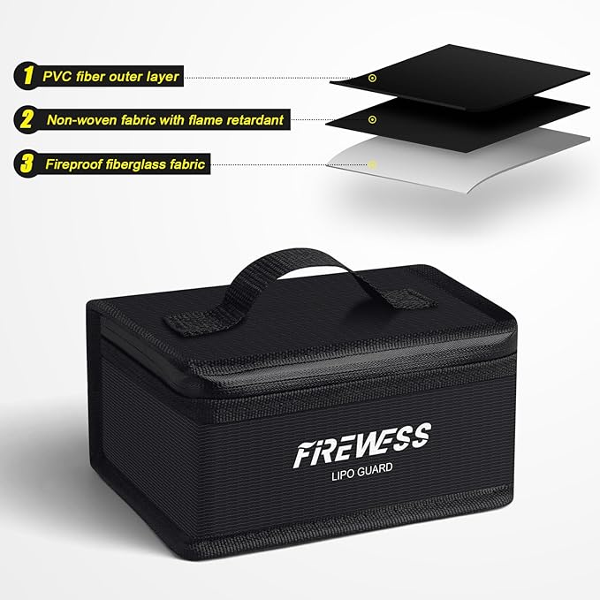 2 Pack Lipo Safe Bag Fireproof, lithium battery bag fireproof and Explosionproof, Lipo Battery Storage Guard Safe Pouch for Charge and Storage