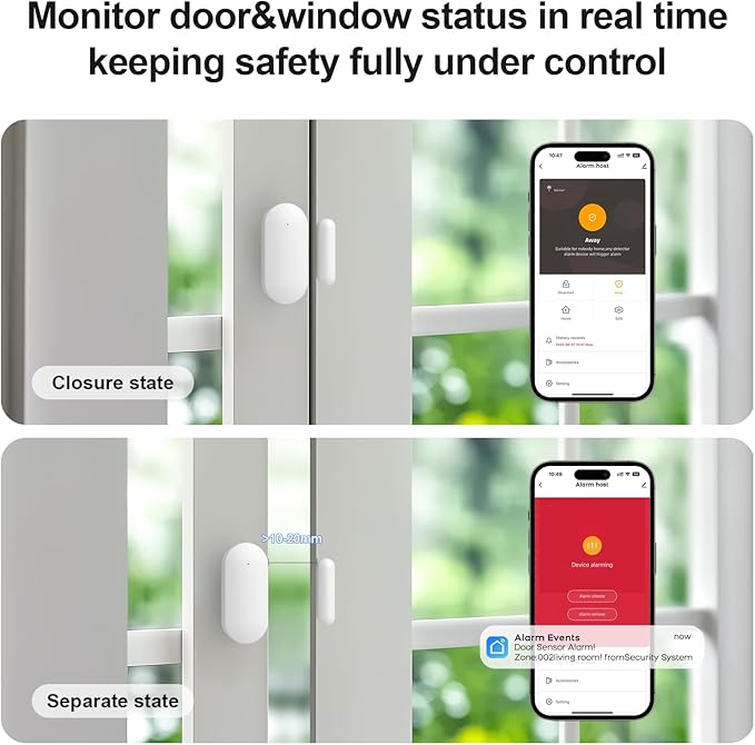 Home Security System Wireless,Home Alarm System with Instant App Alerts,WiFi+GSM/4G Door/Window Motion Alarms Sensors DIY Kit,Compatible with Alexa Smart Life Tuya APP NO Monthly Fees