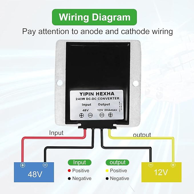 DC 36V/48V Step Down to 12V 20A 240W Buck Converter Regulator Power Supply Module Buck Transformer, Waterproof Voltage Reducer for Golf Cart, forklifts Car