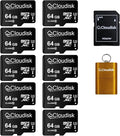 Pack of 10 Micro SD Card 64GB Flash Memory Card C10 A2 U3 Micro SDXC by Cloudisk